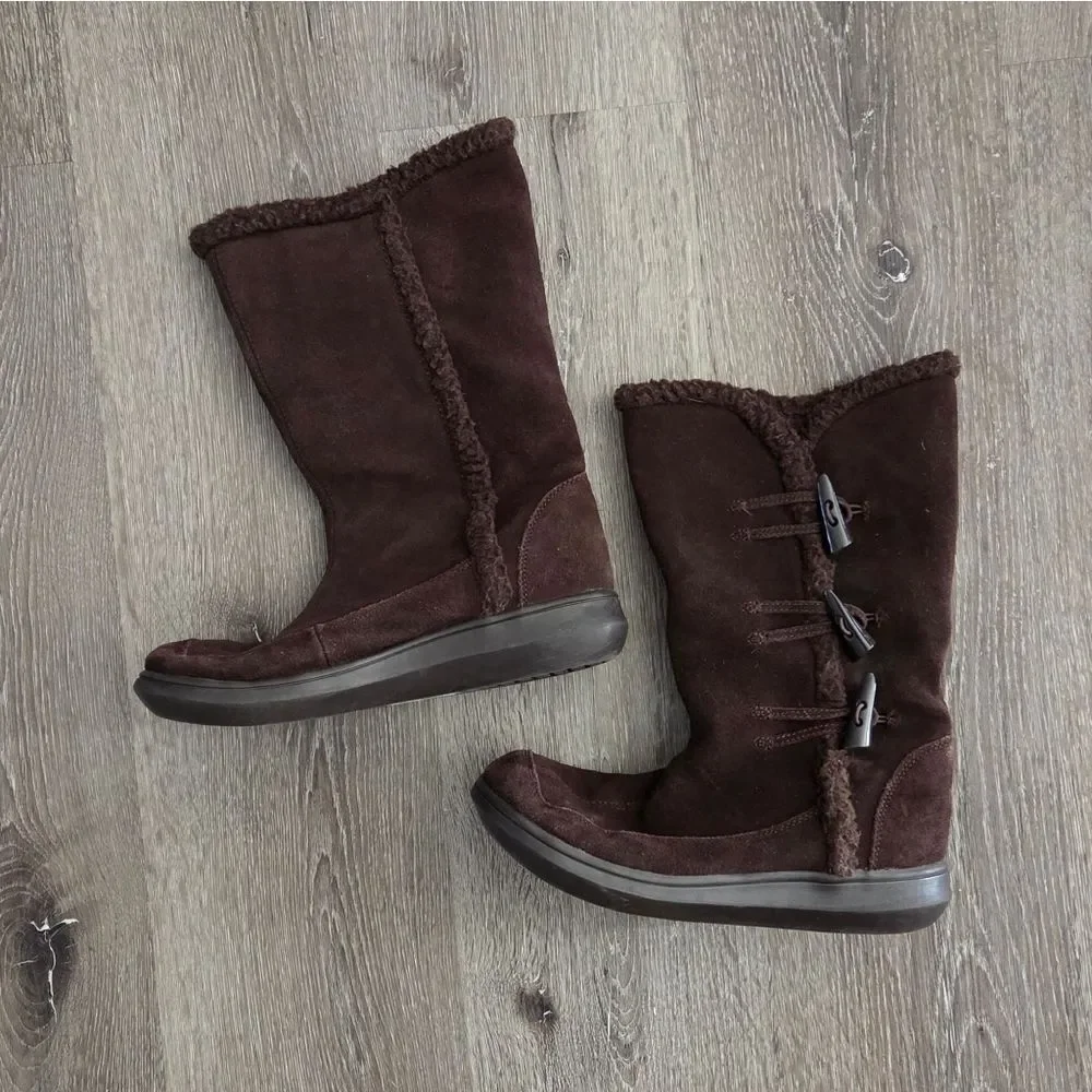 Rocket Dog Women's Brown Suede Shearling Mid Calf Winter Boots Size 9